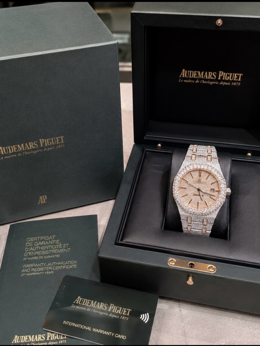 Audemars Piguet Rose Gold and Diamond Full-Pavé Bracelet Watch